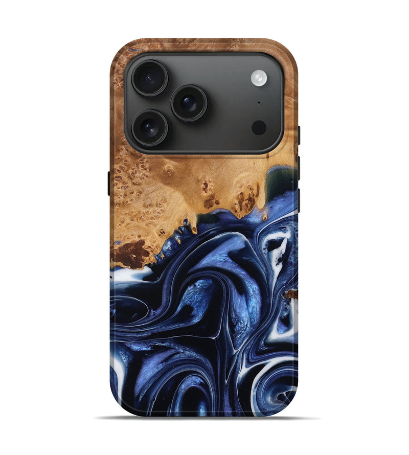 iPhone 17 Pro Wood Live Edge Phone Case - Haley (Blue, 778101)