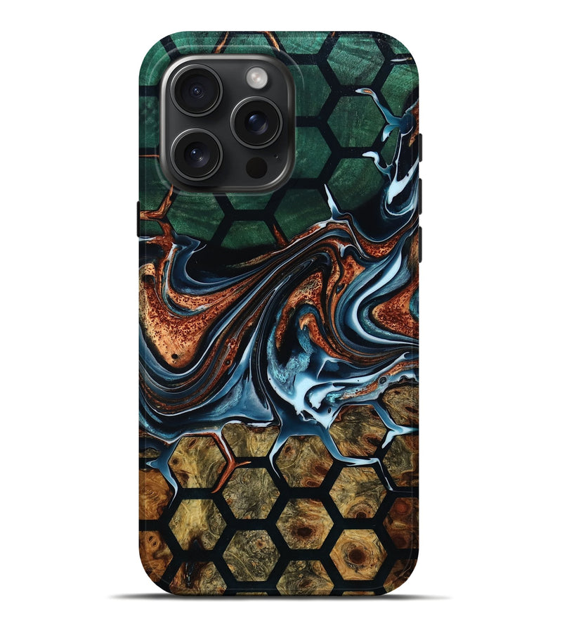 iPhone 16 Pro Max Wood Live Edge Phone Case - Scarlet (Pattern, 778143)