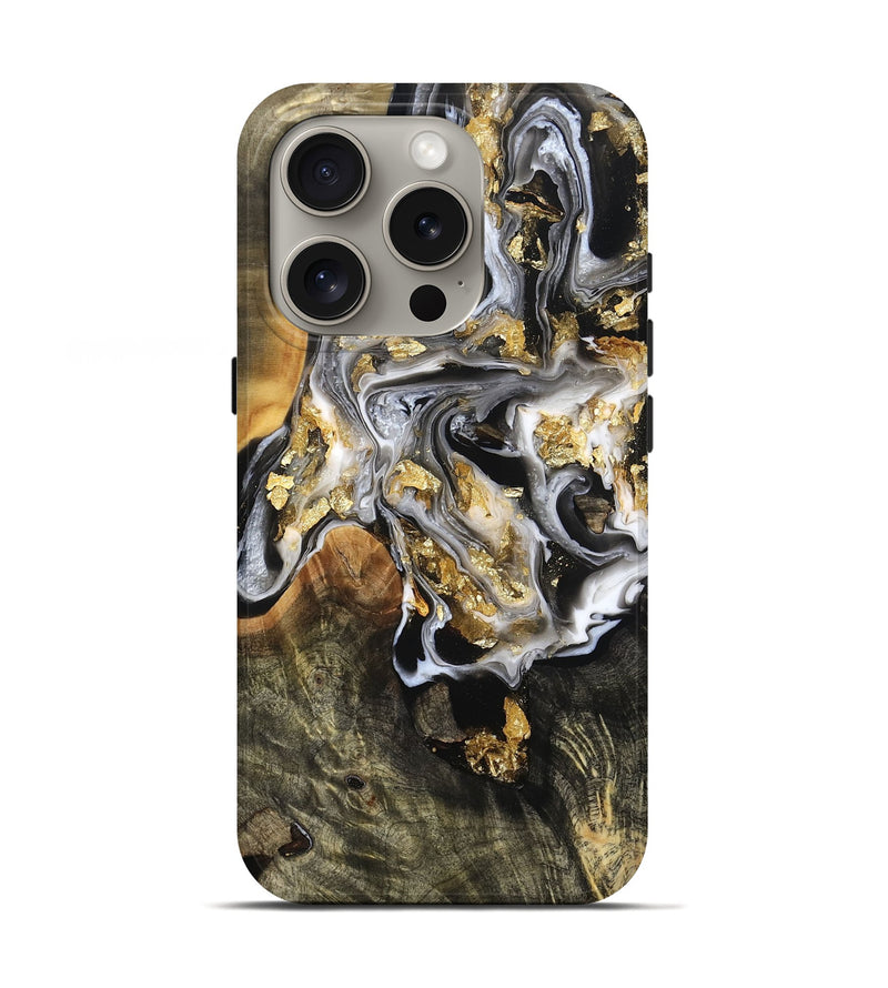 iPhone 16 Pro Wood Live Edge Phone Case - Braden (Black & White, 778147)