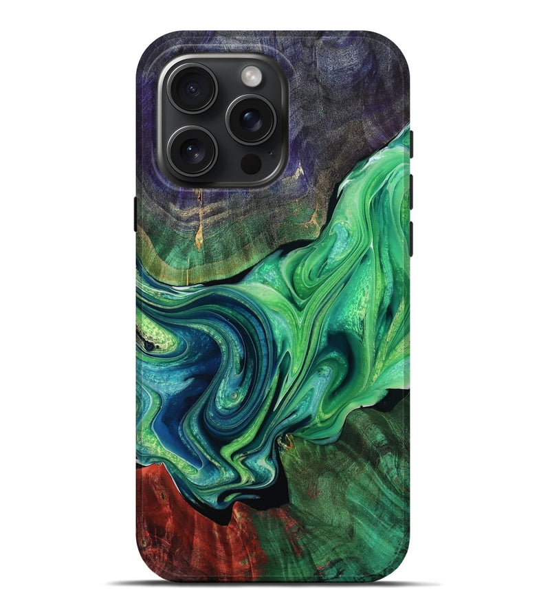 iPhone 16 Pro Max Wood Live Edge Phone Case - Casimir (Green, 778150)