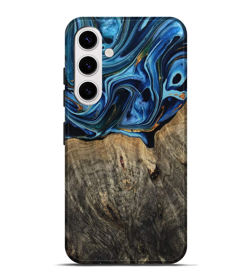 Galaxy S25 Plus Wood Live Edge Phone Case - Bruno (Teal & Gold, 778155)