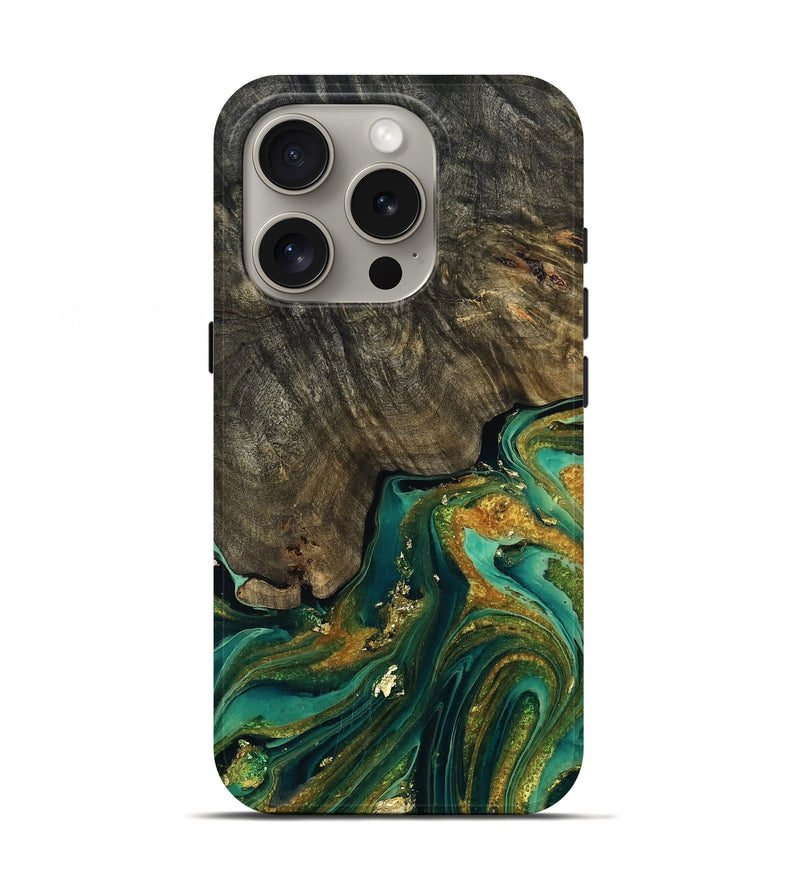 iPhone 16 Pro Wood Live Edge Phone Case - Kairi (Green, 778169)