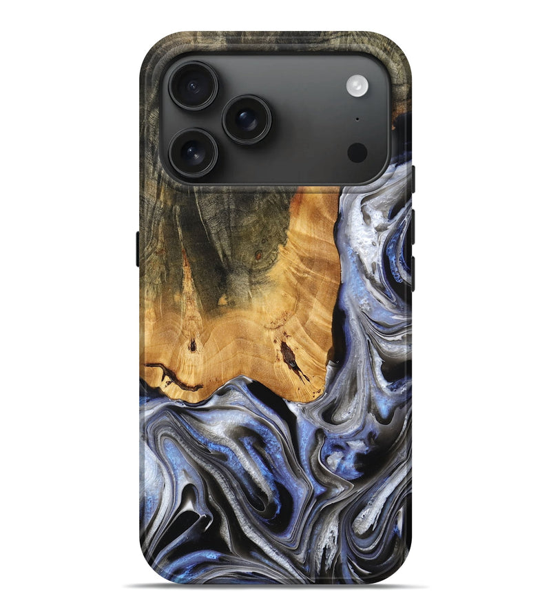 iPhone 17 Pro Max Wood Live Edge Phone Case - Pat (Black & White, 778170)