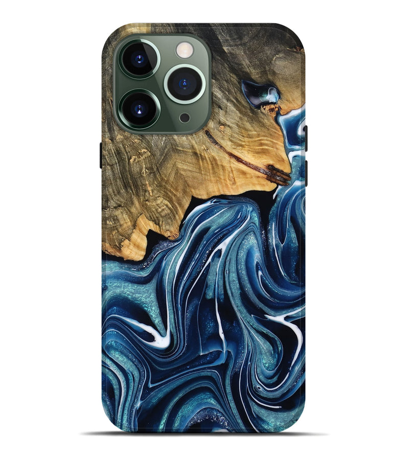 iPhone 13 Pro Max Wood Live Edge Phone Case - Arlette (Blue, 778173)