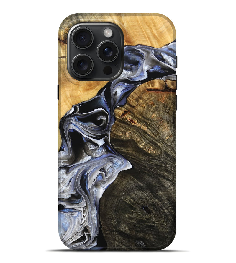iPhone 16 Pro Max Wood Live Edge Phone Case - Kamora (Black & White, 778176)