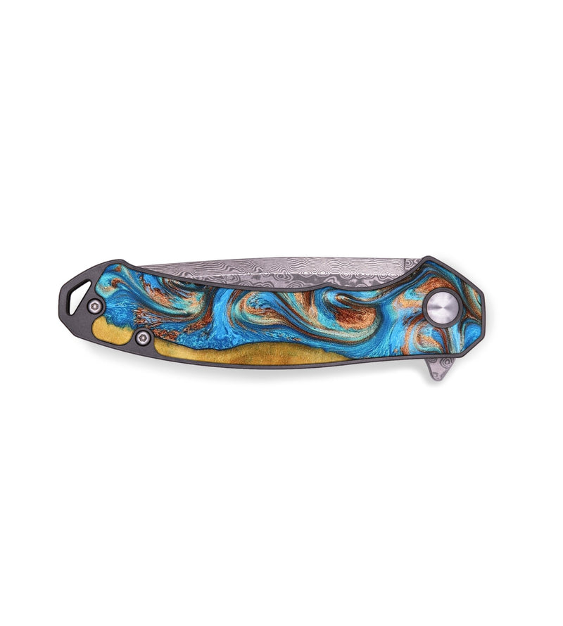 EDC Wood Pocket Knife - Pamela (Teal & Gold, 778300)