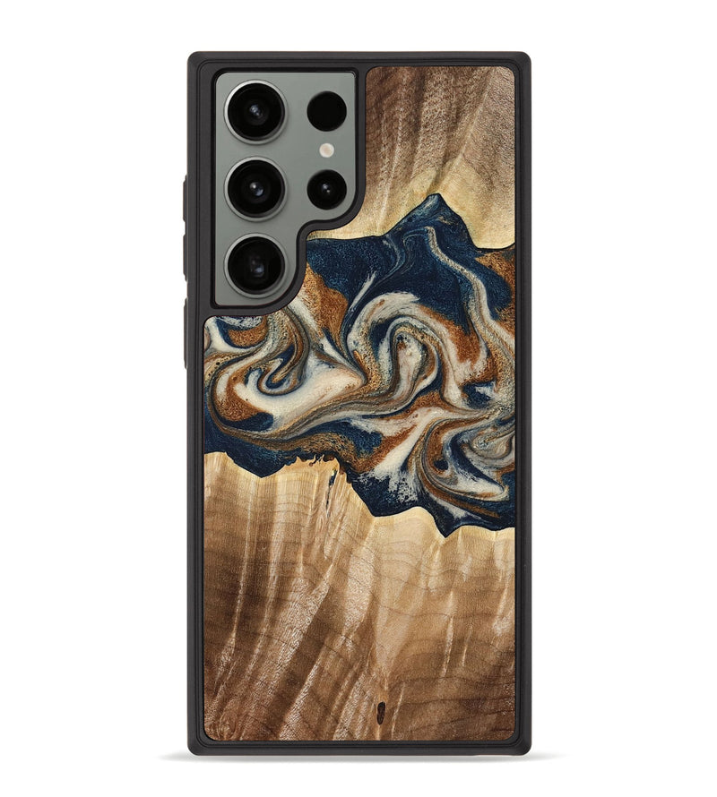Galaxy S23 Ultra Wood Phone Case - Theron (Teal & Gold, 778301)