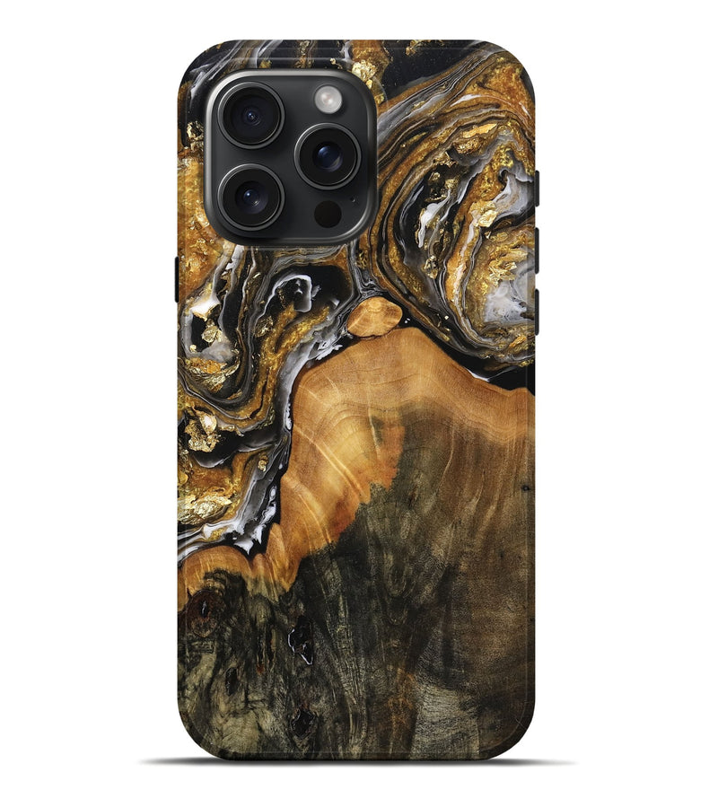iPhone 16 Pro Max Wood Live Edge Phone Case - Adalyn (Black & White, 778496)
