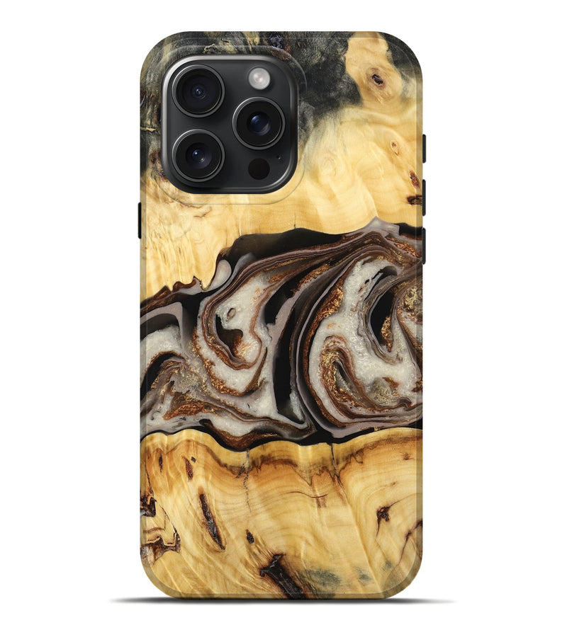 iPhone 16 Pro Max Wood Live Edge Phone Case - Daisha (Black & White, 778499)