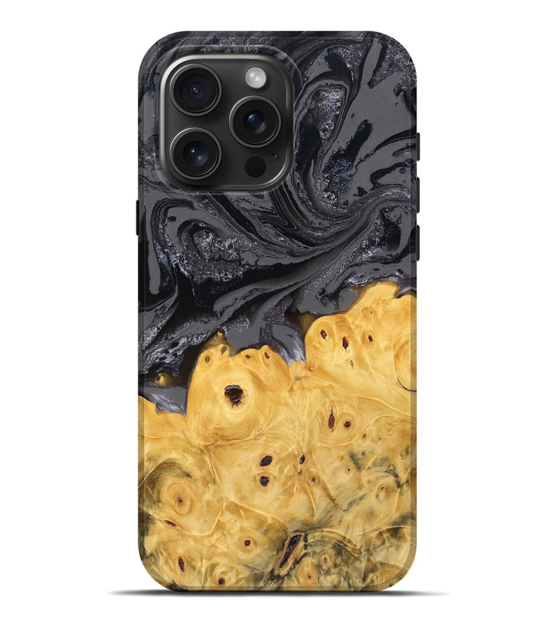 iPhone 16 Pro Max Wood Live Edge Phone Case - Gauge (Black & White, 778500)