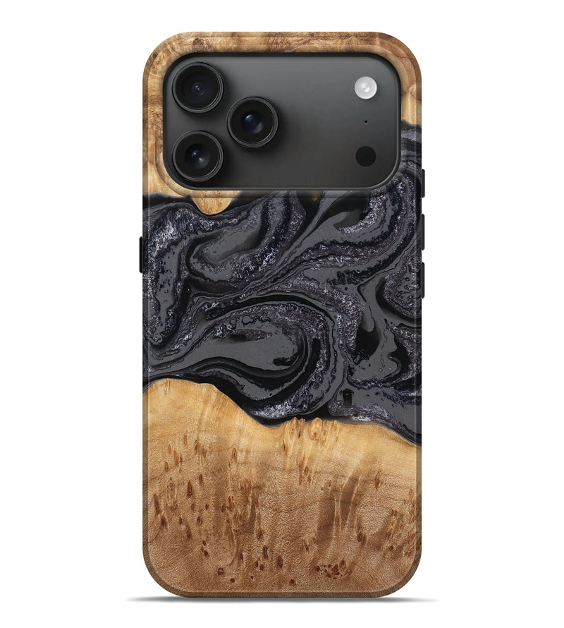 iPhone 17 Pro Max Wood Live Edge Phone Case - Dionne (Black & White, 778503)