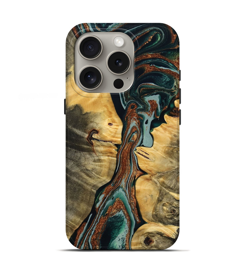 iPhone 16 Pro Wood Live Edge Phone Case - Rianna (Green, 778510)