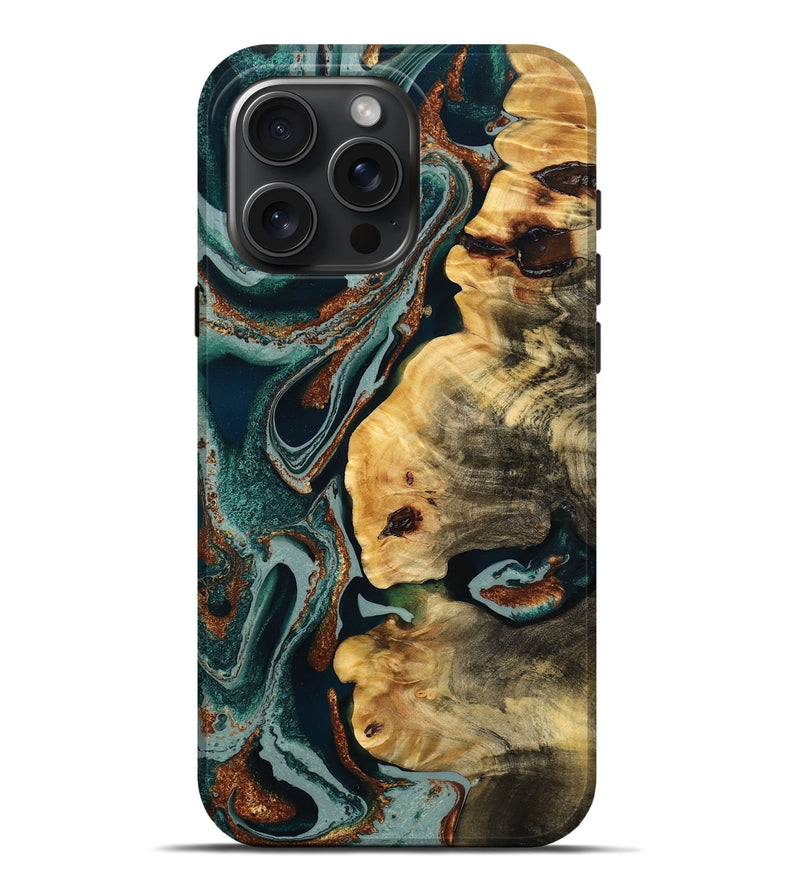 iPhone 16 Pro Max Wood Live Edge Phone Case - Dayton (Green, 778514)