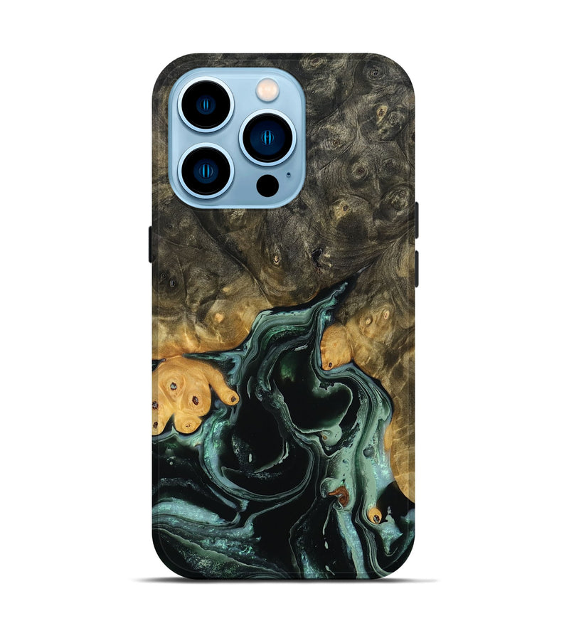 iPhone 14 Pro Wood Live Edge Phone Case - Ivan (Green, 778741)