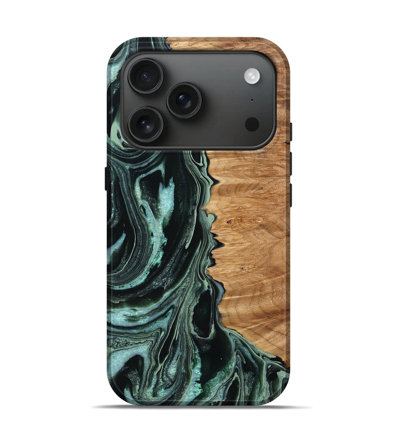 iPhone 17 Pro Wood Live Edge Phone Case - Ramon (Green, 778743)