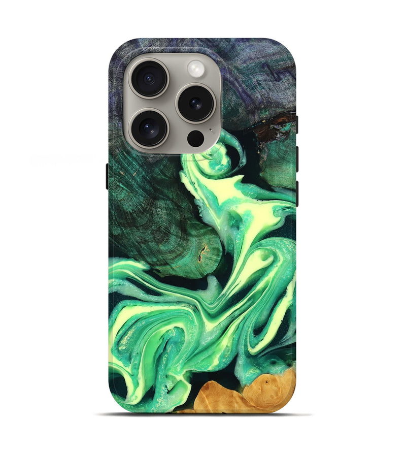 iPhone 16 Pro Wood Live Edge Phone Case - Tristan (Green, 778753)