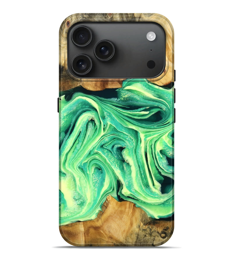 iPhone 17 Pro Max Wood Live Edge Phone Case - Mandi (Green, 778754)