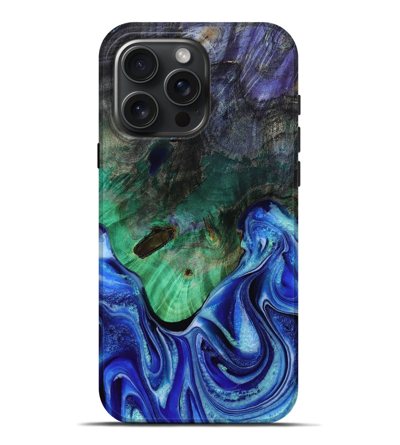 iPhone 16 Pro Max Wood Live Edge Phone Case - Jayden (Blue, 778758)