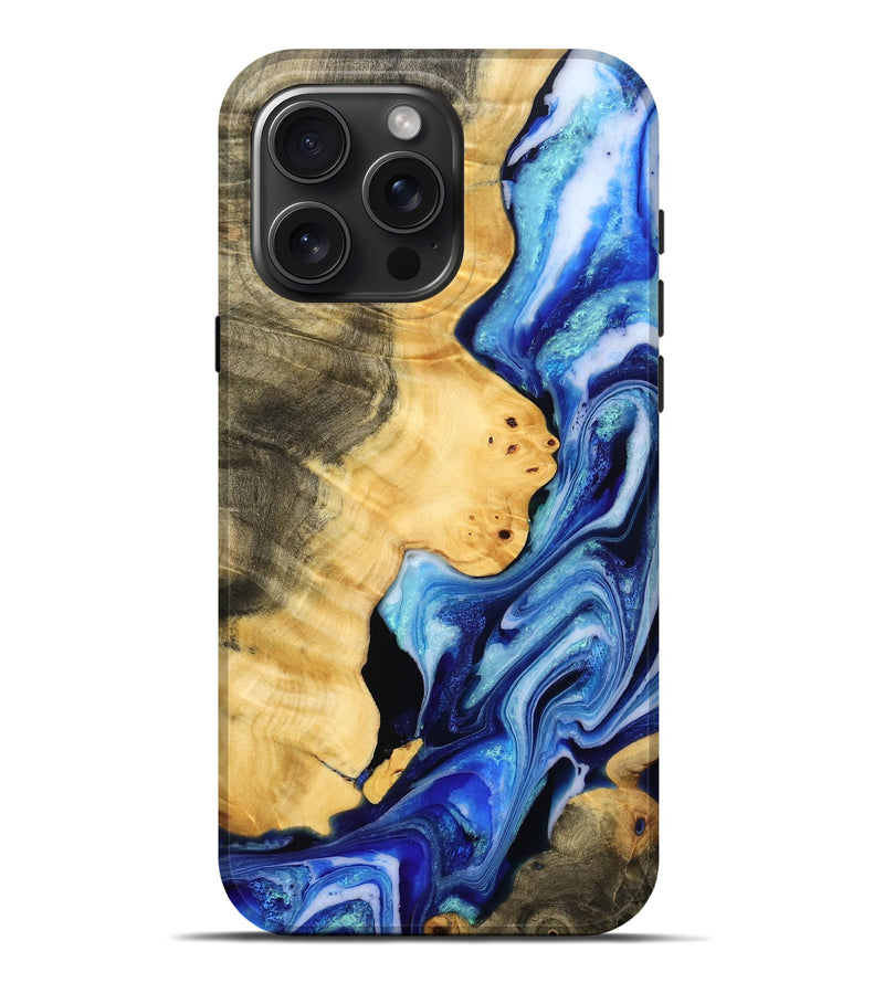 iPhone 16 Pro Max Wood Live Edge Phone Case - Brenton (Blue, 778760)
