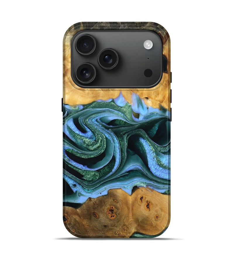 iPhone 17 Pro Wood Live Edge Phone Case - Tara (Green, 778761)