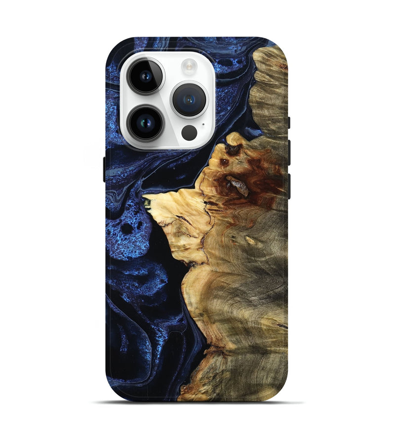 iPhone 15 Pro Wood Live Edge Phone Case - Collins (Blue, 778764)
