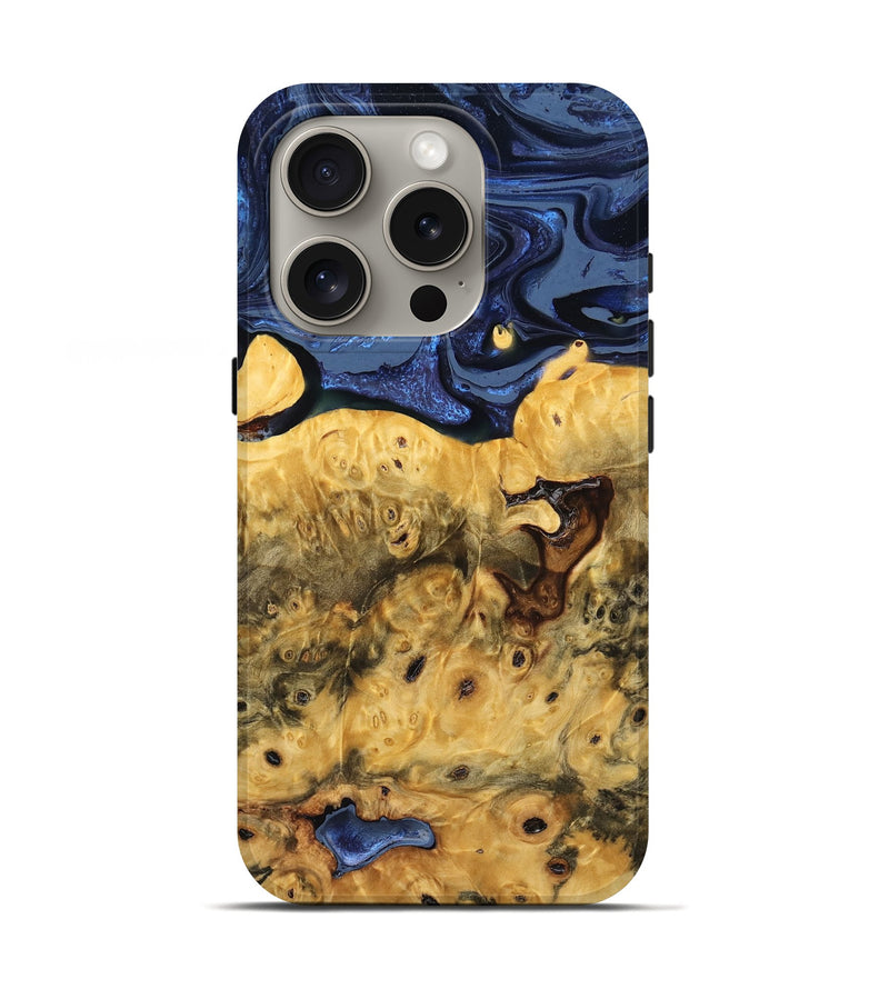 iPhone 16 Pro Wood Live Edge Phone Case - Emmit (Blue, 778765)