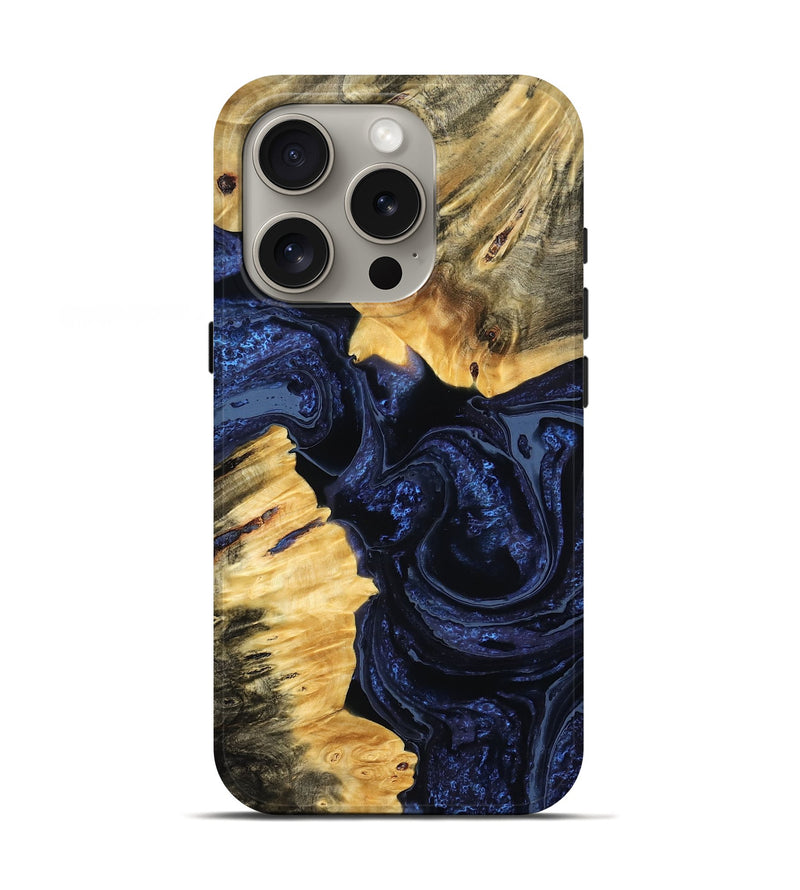 iPhone 16 Pro Wood Live Edge Phone Case - Luka (Blue, 778766)