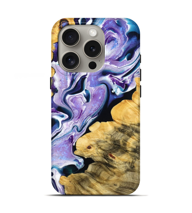 iPhone 16 Pro Wood Live Edge Phone Case - Gianna (Purple, 778767)