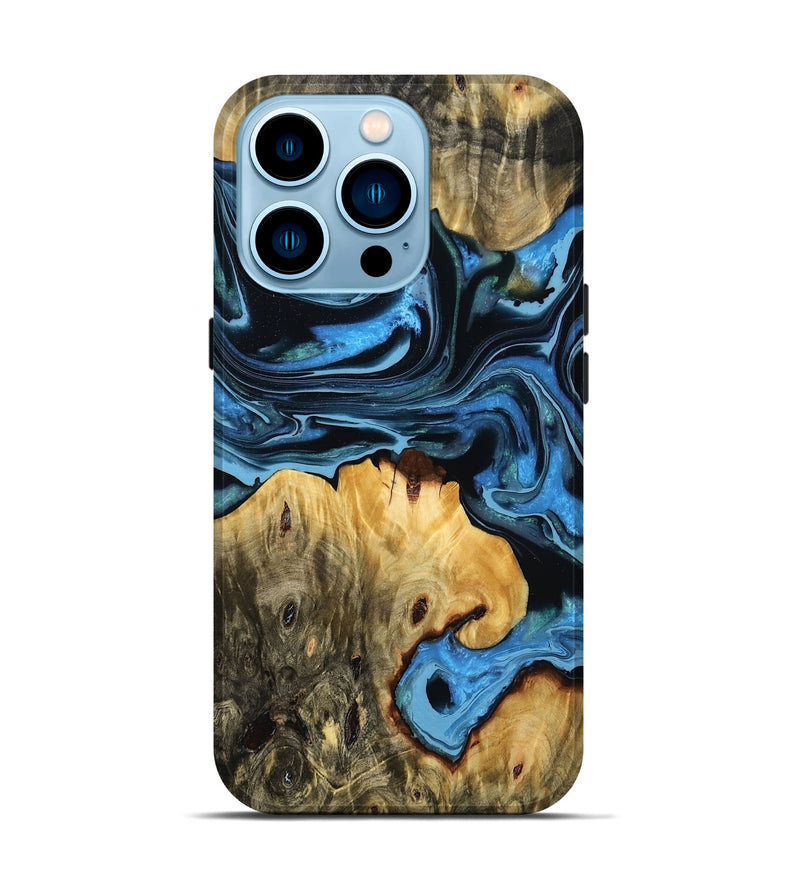 iPhone 14 Pro Wood Live Edge Phone Case - Starla (Blue, 778770)