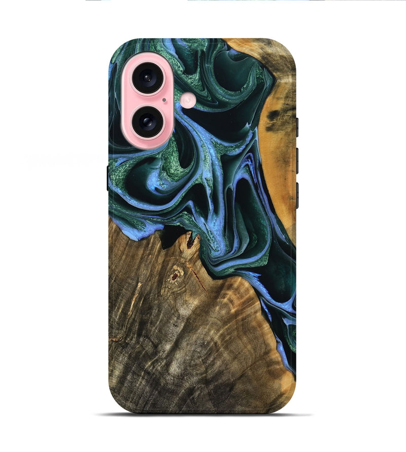 iPhone 16 Wood Live Edge Phone Case - Leota (Green, 778772)