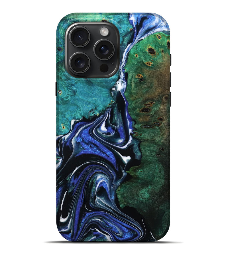 iPhone 16 Pro Max Wood Live Edge Phone Case - Harve (Blue, 778783)