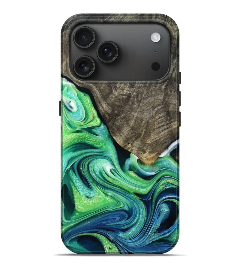 iPhone 17 Pro Max Wood Live Edge Phone Case - Braden (Green, 778898)