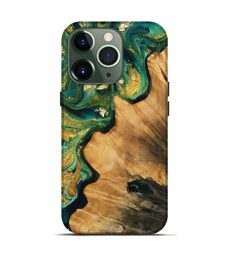 iPhone 13 Pro Wood Live Edge Phone Case - Sarah (Green, 778900)