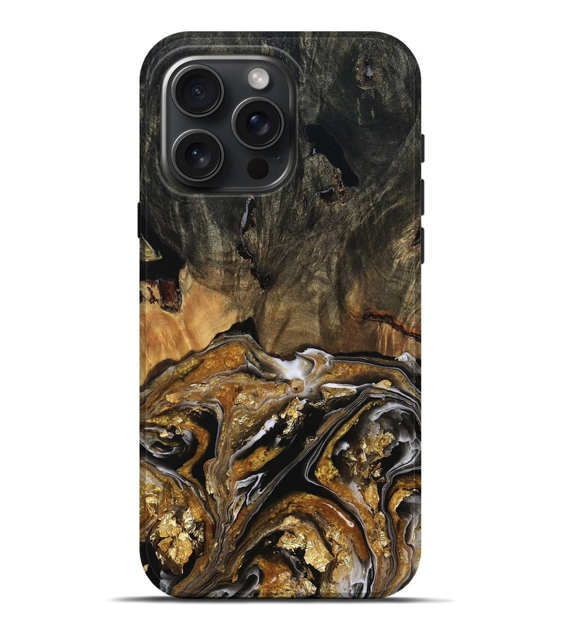 iPhone 16 Pro Max Wood Live Edge Phone Case - Cooper (Black & White, 778993)