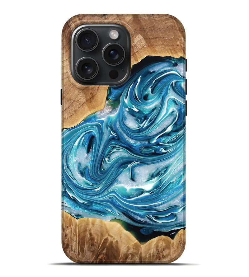 iPhone 16 Pro Max Wood Live Edge Phone Case - Millard (Blue, 778995)