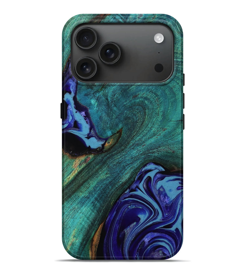 iPhone 17 Pro Max Wood Live Edge Phone Case - Boston (Blue, 779186)