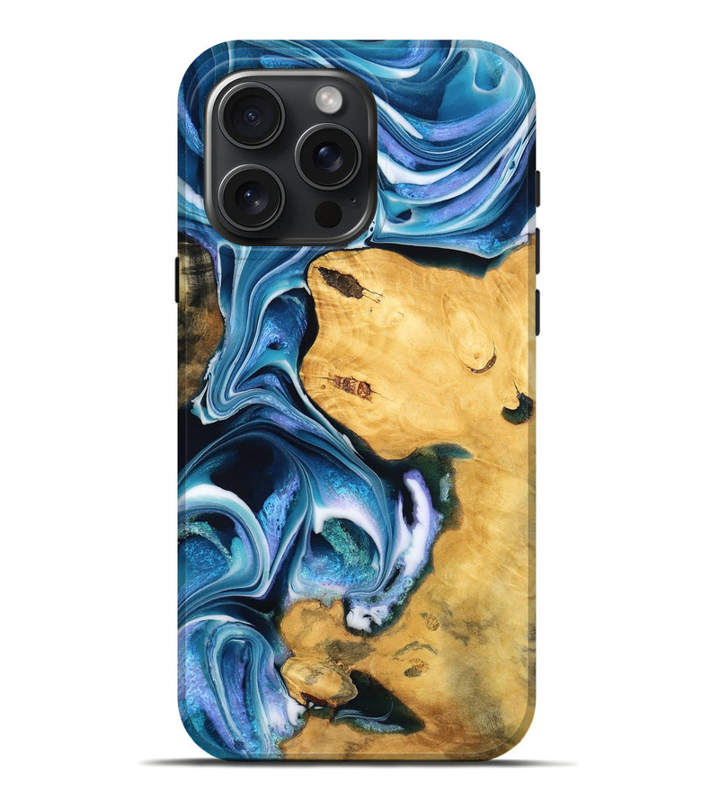 iPhone 16 Pro Max Wood Live Edge Phone Case - Rudolph (Blue, 779187)