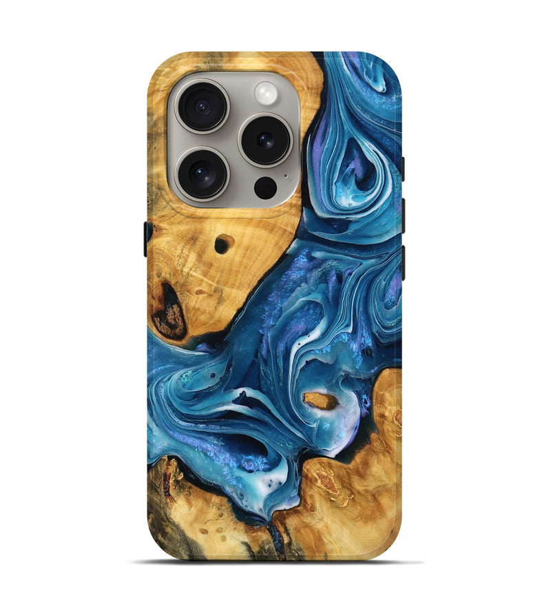 iPhone 16 Pro Wood Live Edge Phone Case - Mariam (Blue, 779195)