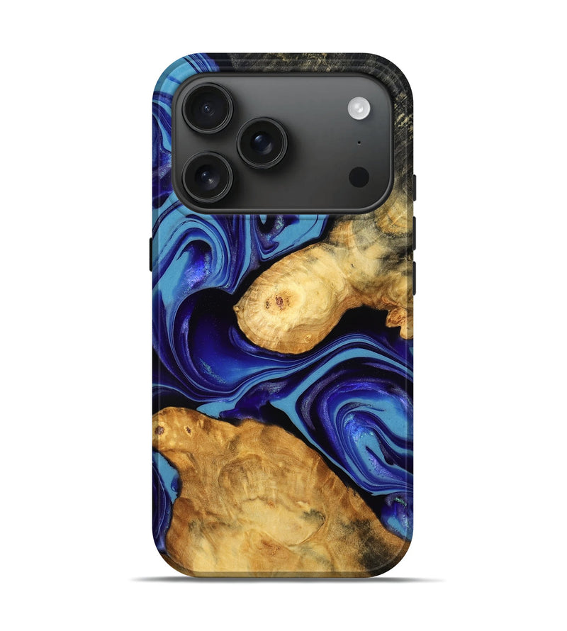 iPhone 17 Pro Wood Live Edge Phone Case - Jamya (Blue, 779196)