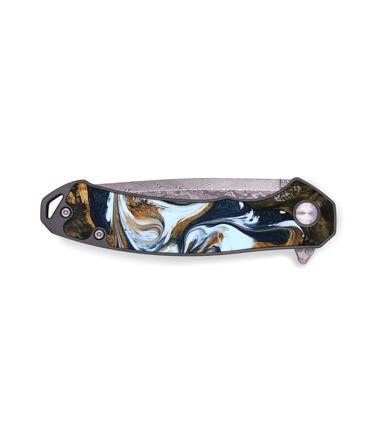 EDC Wood Pocket Knife - Antonia (Teal & Gold, 779256)