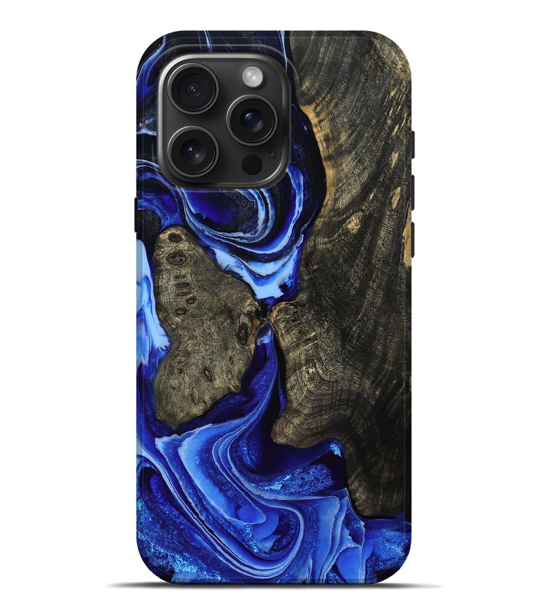 iPhone 16 Pro Max Wood Live Edge Phone Case - Ashli (Blue, 779502)
