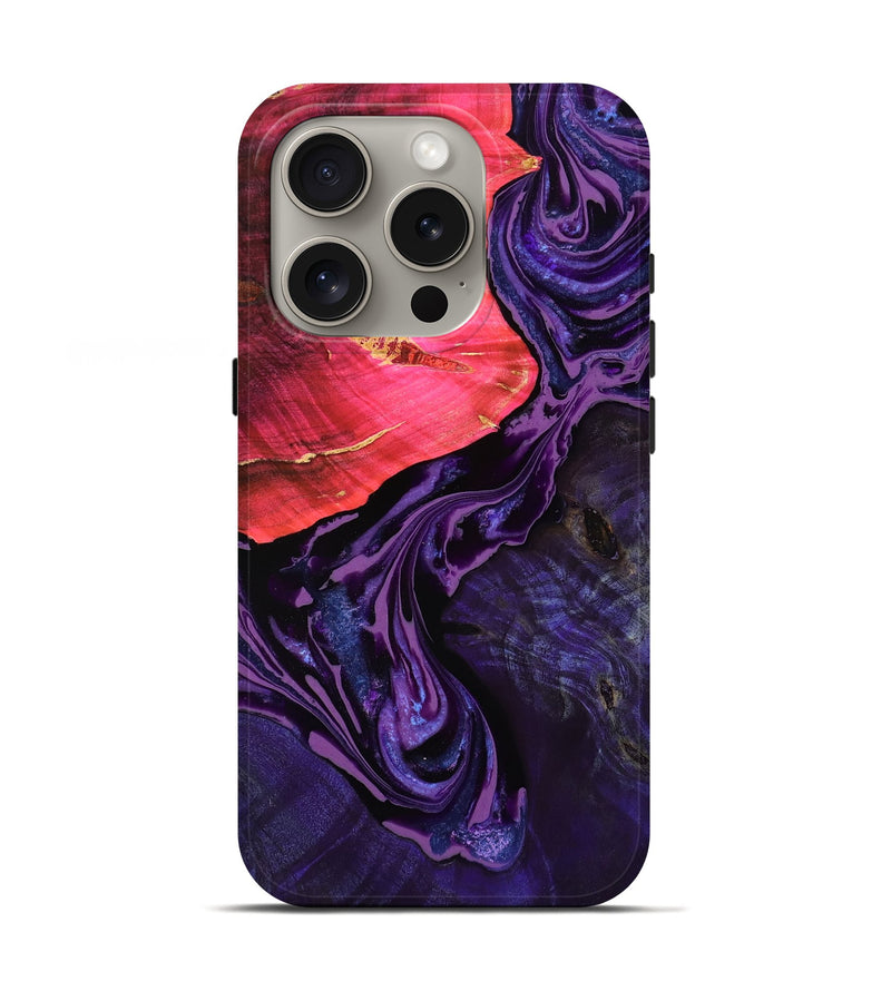 iPhone 16 Pro Wood Live Edge Phone Case - Lizbeth (Purple, 779536)
