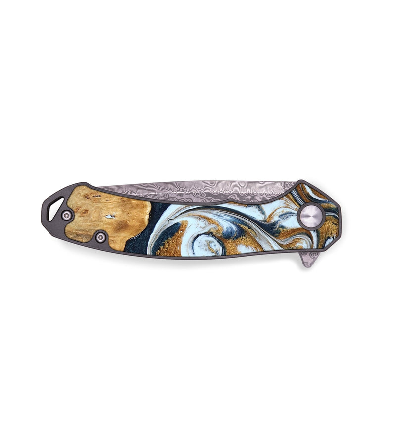 EDC Wood Pocket Knife - Jovan (Teal & Gold, 779556)
