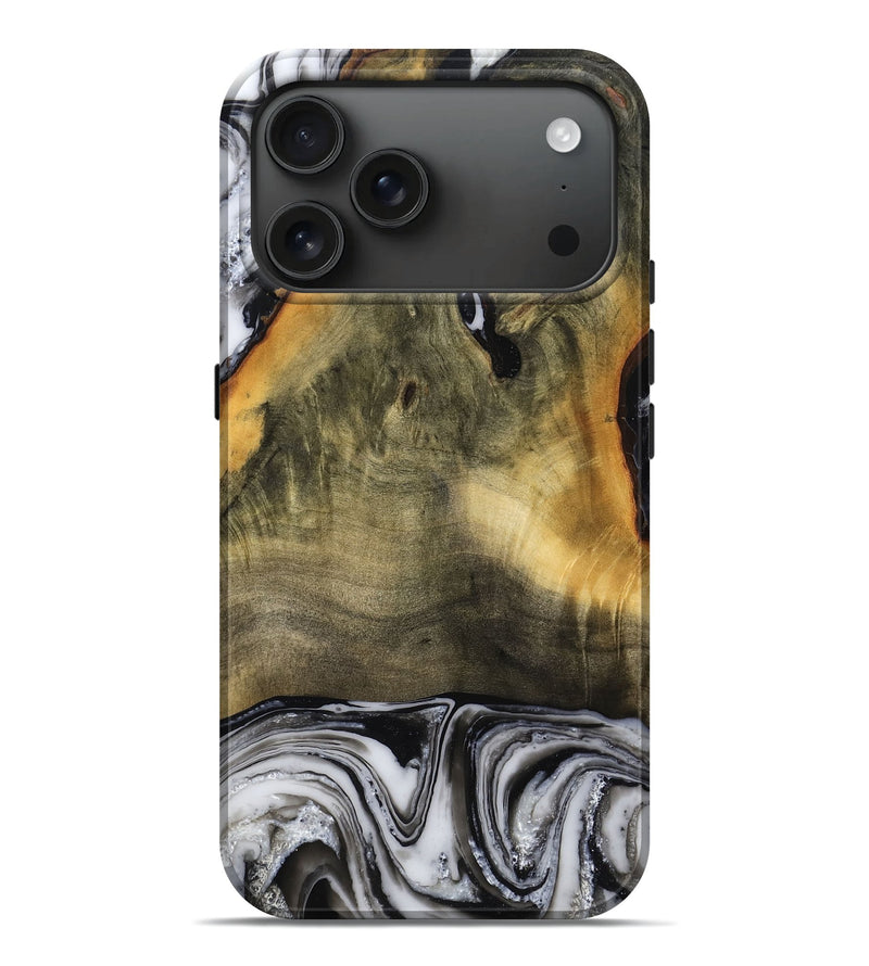 iPhone 17 Pro Max Wood Live Edge Phone Case - Kyree (Black & White, 779767)