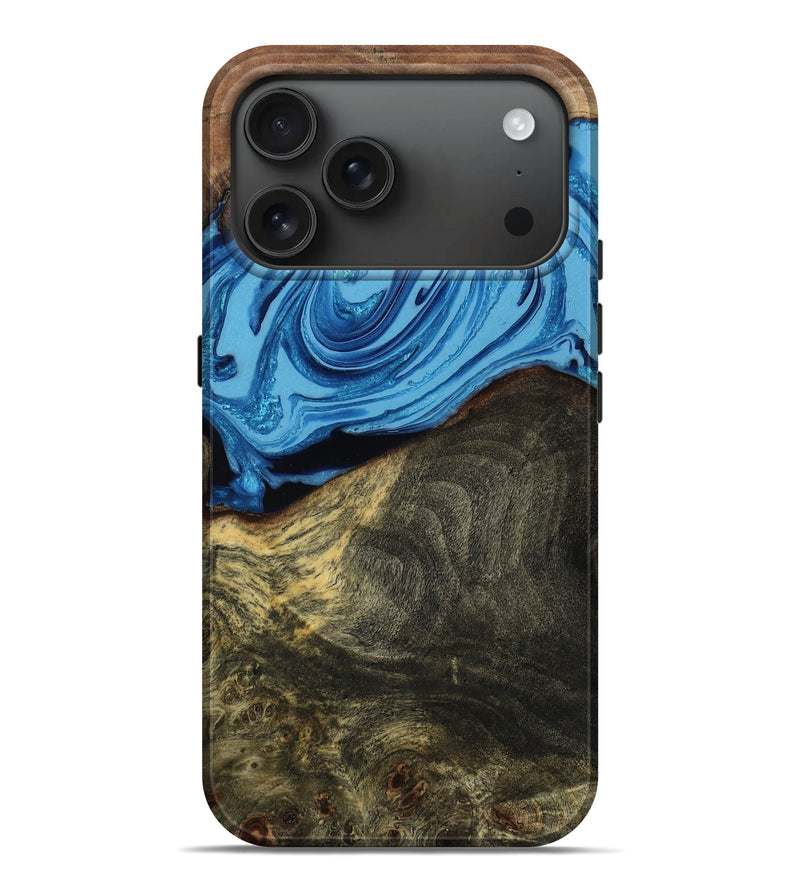 iPhone 17 Pro Max Wood Live Edge Phone Case - Derek (Blue, 779773)