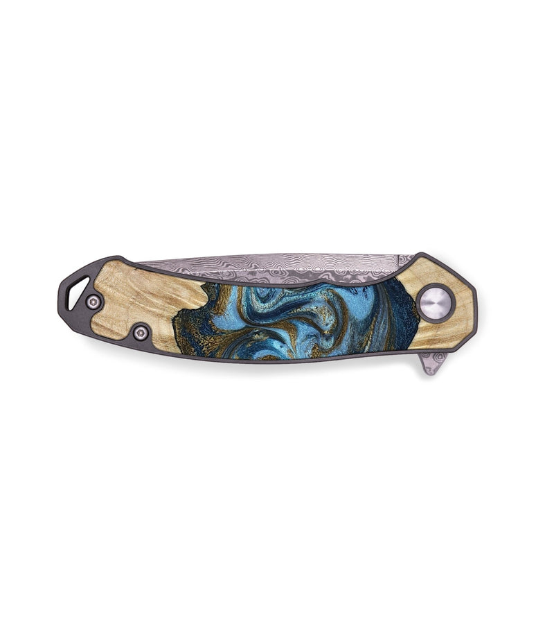 EDC Wood Pocket Knife - Minerva (Teal & Gold, 780173)