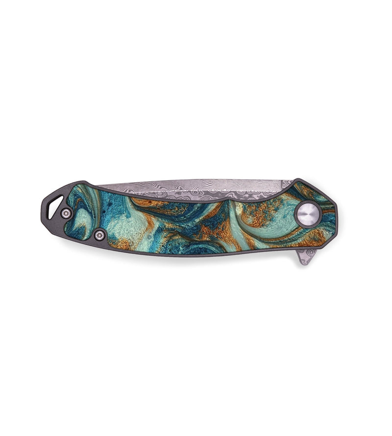 EDC ResinArt Pocket Knife - Azael (Teal & Gold, 780231)
