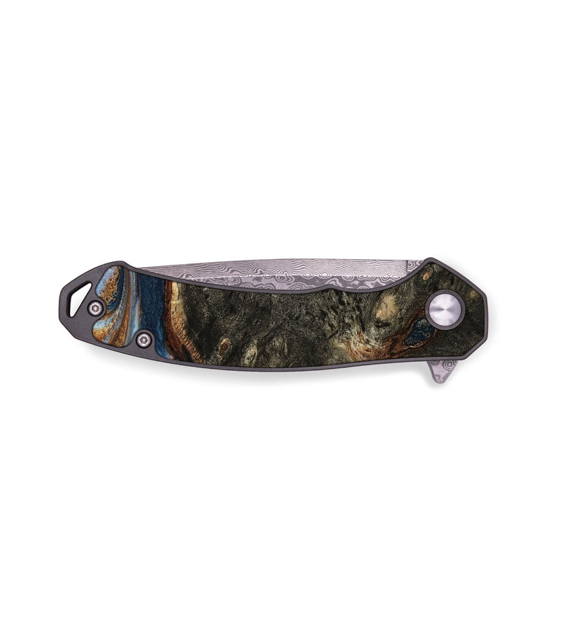 EDC Wood Pocket Knife - Curt (Teal & Gold, 780232)