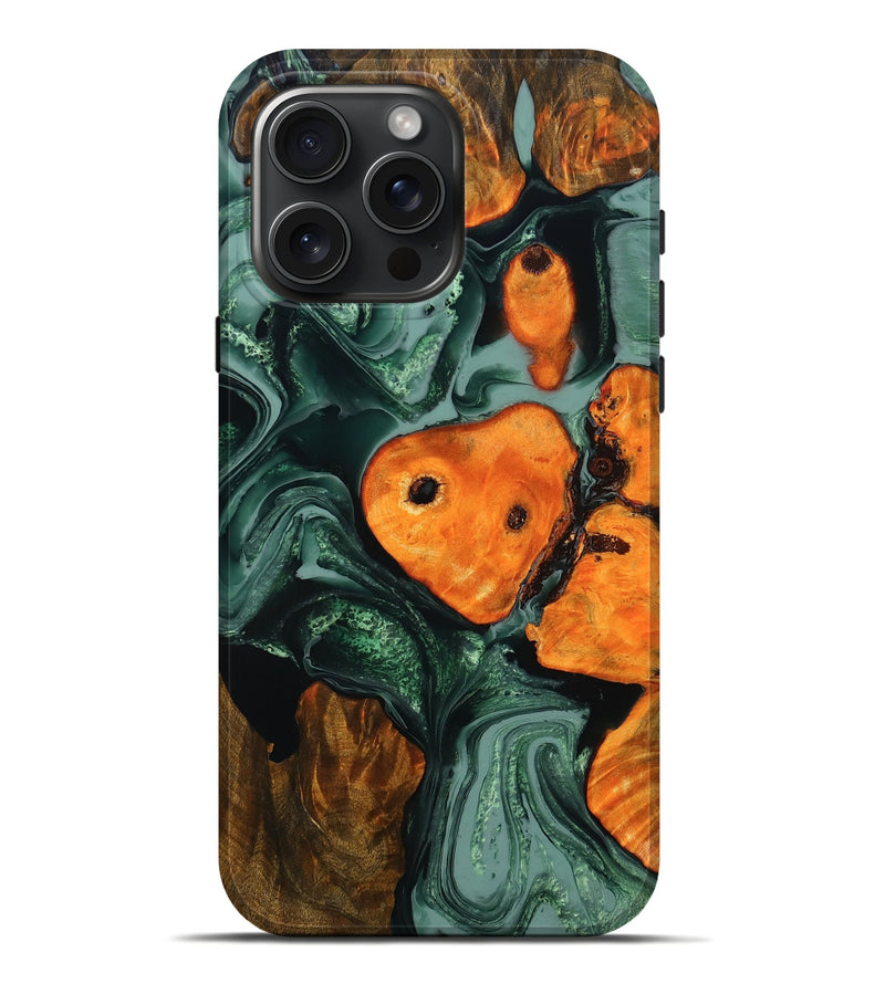 iPhone 16 Pro Max Wood Live Edge Phone Case - Melvin (Green, 780320)