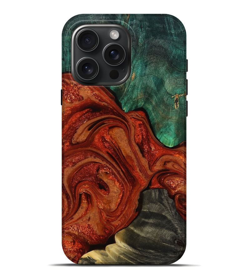 iPhone 16 Pro Max Wood Live Edge Phone Case - Rowland (Red, 780328)